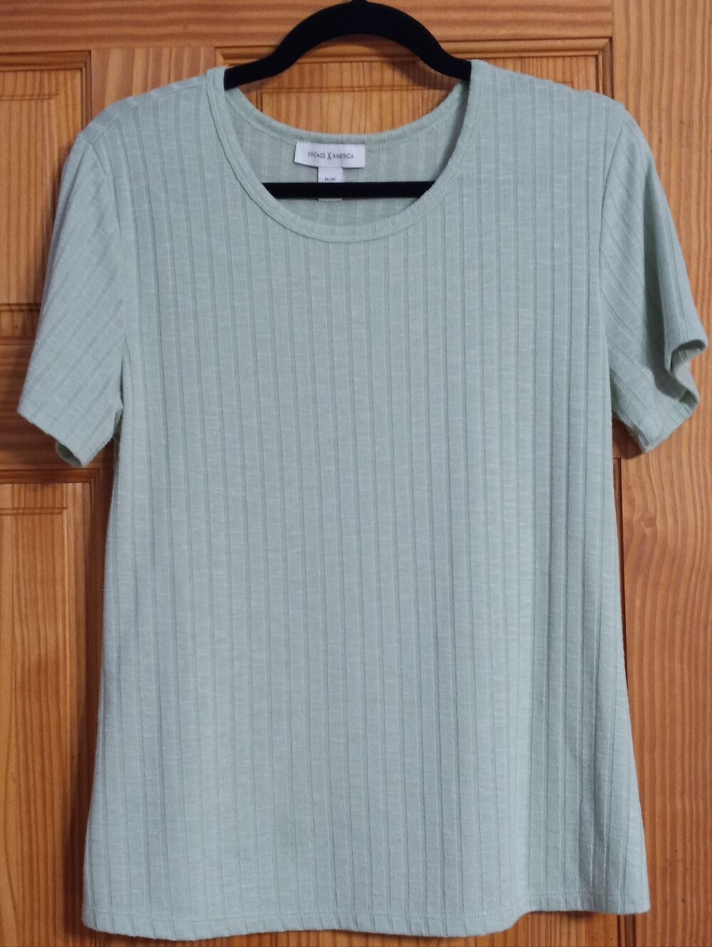 Vintage America Ribbed Short-Sleeve Tee in Light Sage